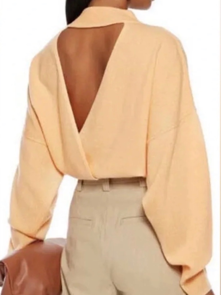 Nwt A.L.C. Chiara Wool & Cashmere Cutout Back Apricot Sweater Sz M — image 2 of 5
